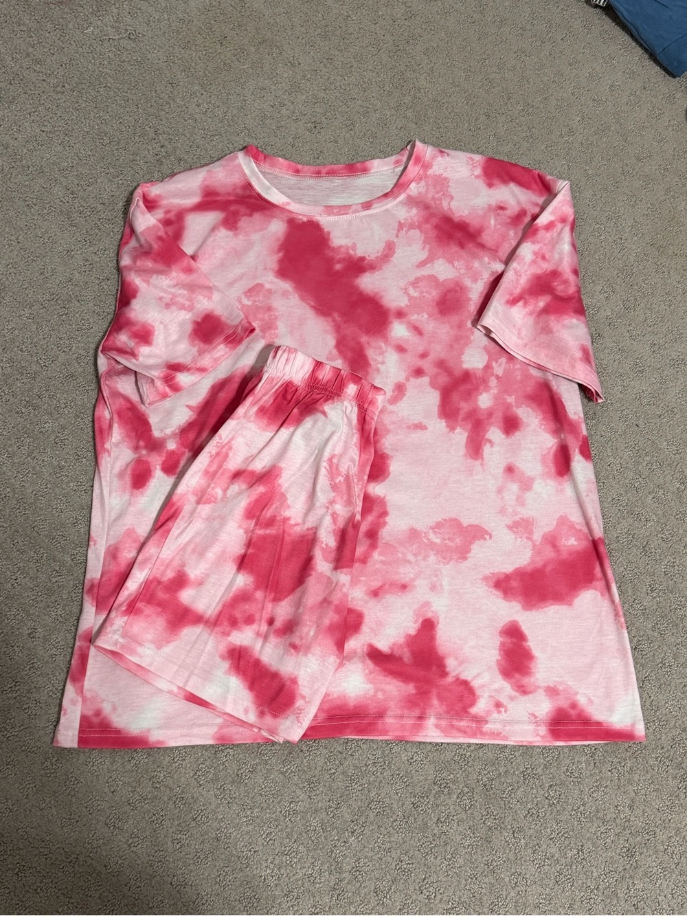 Women's Pink Tie-Dye Short Sleeve Tee and shorts